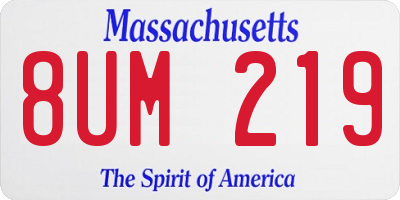 MA license plate 8UM219