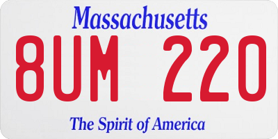 MA license plate 8UM220