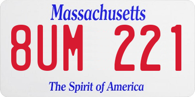 MA license plate 8UM221