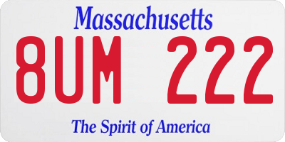 MA license plate 8UM222