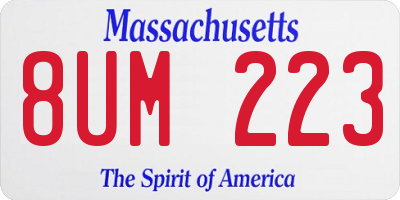 MA license plate 8UM223