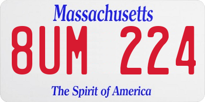 MA license plate 8UM224