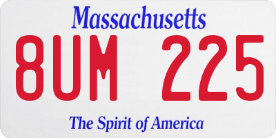 MA license plate 8UM225