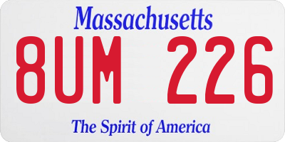 MA license plate 8UM226