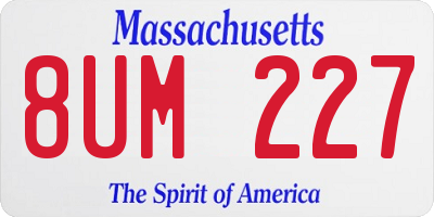 MA license plate 8UM227
