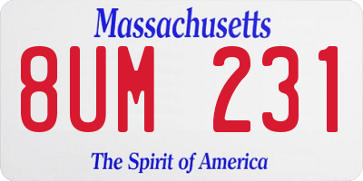 MA license plate 8UM231