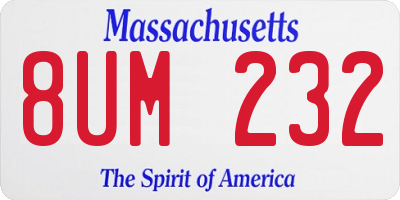 MA license plate 8UM232