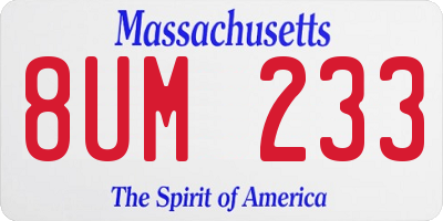 MA license plate 8UM233