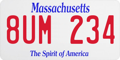 MA license plate 8UM234