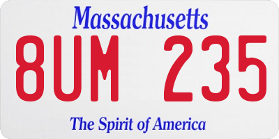 MA license plate 8UM235