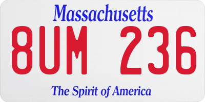 MA license plate 8UM236
