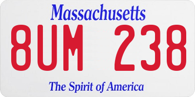 MA license plate 8UM238