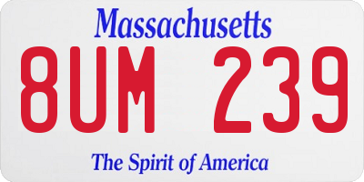 MA license plate 8UM239