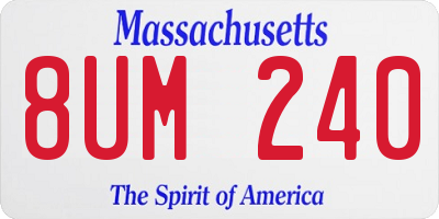 MA license plate 8UM240