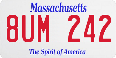 MA license plate 8UM242