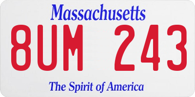 MA license plate 8UM243