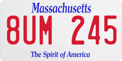 MA license plate 8UM245