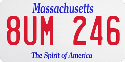 MA license plate 8UM246