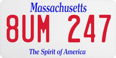 MA license plate 8UM247