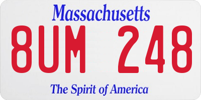 MA license plate 8UM248