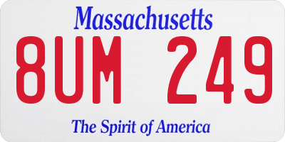 MA license plate 8UM249