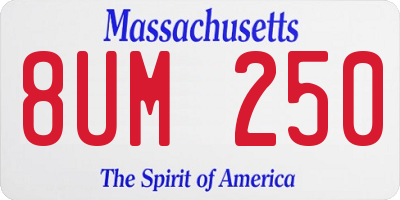 MA license plate 8UM250