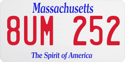 MA license plate 8UM252