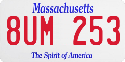 MA license plate 8UM253