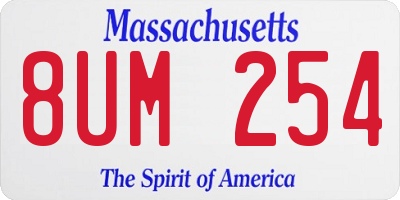 MA license plate 8UM254