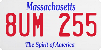 MA license plate 8UM255