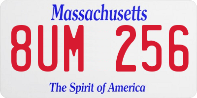 MA license plate 8UM256