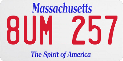 MA license plate 8UM257