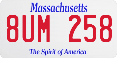 MA license plate 8UM258