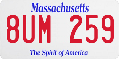 MA license plate 8UM259
