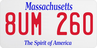 MA license plate 8UM260