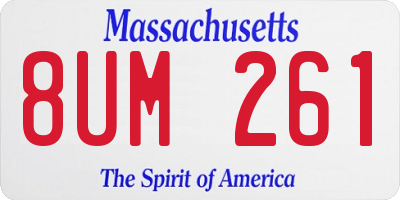 MA license plate 8UM261