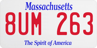 MA license plate 8UM263