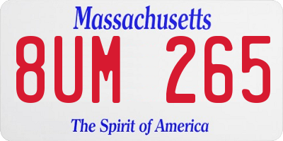 MA license plate 8UM265