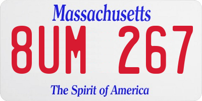 MA license plate 8UM267