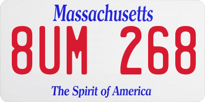 MA license plate 8UM268