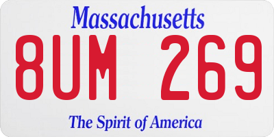 MA license plate 8UM269