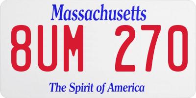 MA license plate 8UM270