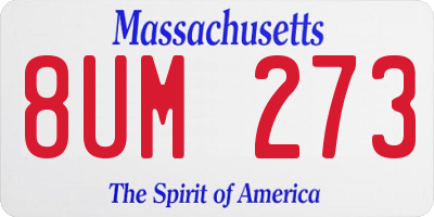 MA license plate 8UM273