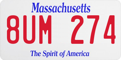 MA license plate 8UM274
