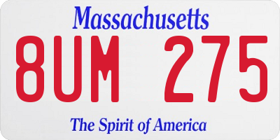 MA license plate 8UM275