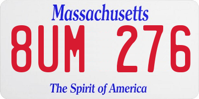MA license plate 8UM276