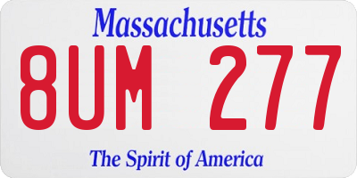 MA license plate 8UM277