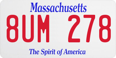 MA license plate 8UM278