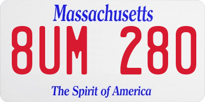 MA license plate 8UM280