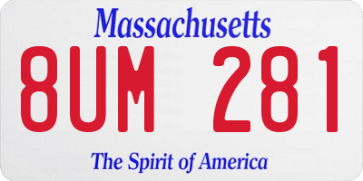 MA license plate 8UM281
